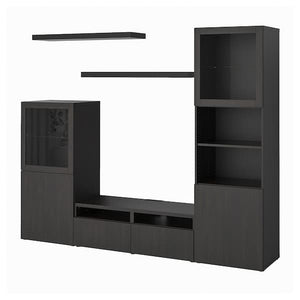 Ikea BESTÅ / LACK - TV storage combination, black-brown, 240x42x193 cm
