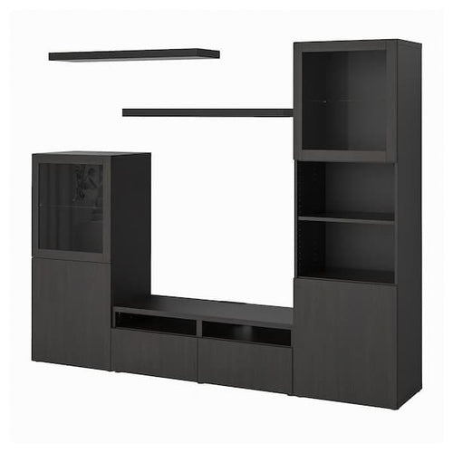 BESTÅ / LACK - TV storage combination, black-brown, 240x42x193 cm