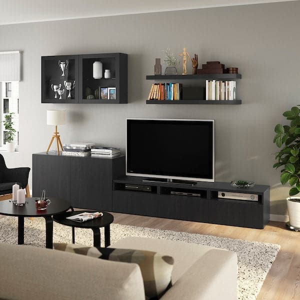 BESTÅ / LACK - TV storage combination, black-brown, 300x42x195 cm - best price from Maltashopper.com 89398737