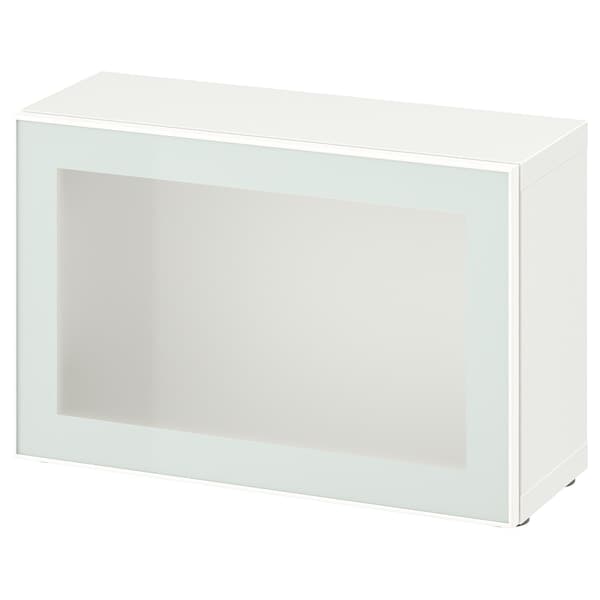 BESTÅ - Shelf unit with glass door, white Glassvik/white/light green frosted glass, 60x22x38 cm - best price from Maltashopper.com 19489081