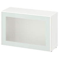 BESTÅ shelf unit with glass door, white Glassvik/white/light green frosted glass, 60x22x38 cm