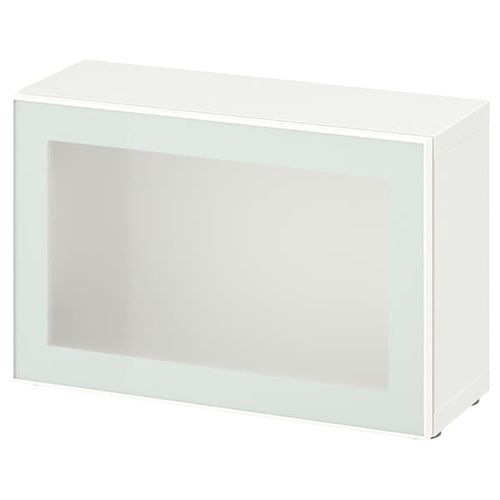 BESTÅ - Shelf unit with glass door, white Glassvik/white/light green frosted glass, 60x22x38 cm