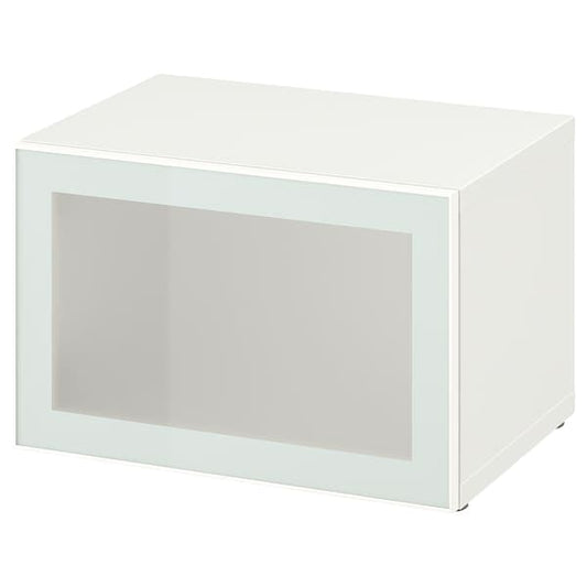 BESTÅ - Shelf unit with glass door, white Glassvik/white/light green frosted glass, 60x42x38 cm - best price from Maltashopper.com 29489113
