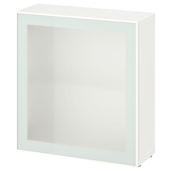 BESTÅ - Shelf unit with glass door, white Glassvik/white/light green frosted glass, 60x22x64 cm - best price from Maltashopper.com 69489106