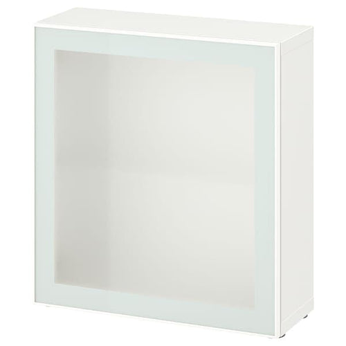 BESTÅ - Shelf unit with glass door, white Glassvik/white/light green frosted glass, 60x22x64 cm