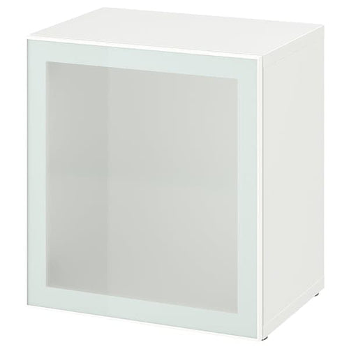 BESTÅ - Shelf unit with glass door, white Glassvik/white/light green frosted glass, 60x42x64 cm