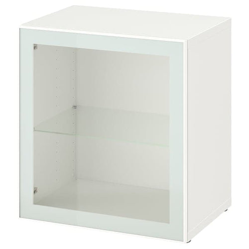 BESTÅ - Shelf unit with glass door, white Glassvik/white/light green clear glass, 60x42x64 cm