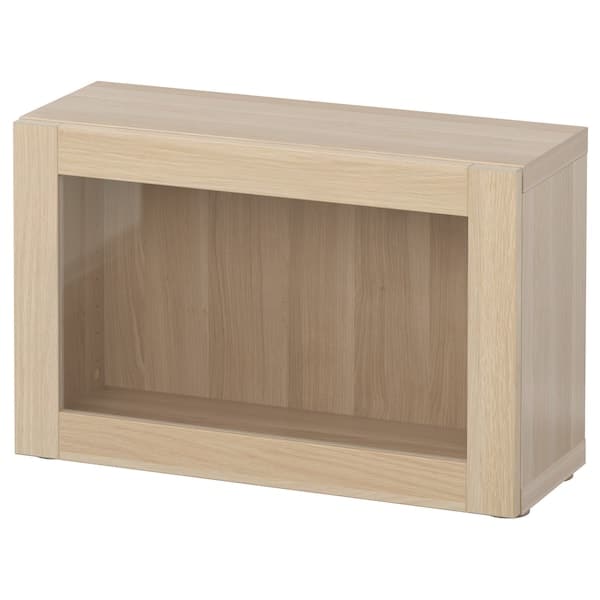 Ikea BESTÅ - Shelf unit with glass door, white stained oak effect/Sindvik white stained oak eff clear glass, 60x22x38 cm