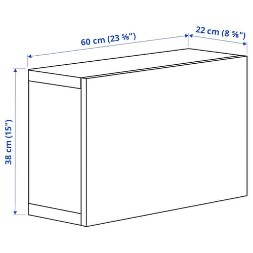 BESTÅ - Shelf unit with glass door, white stained oak effect/Sindvik white stained oak eff clear glass, 60x22x38 cm