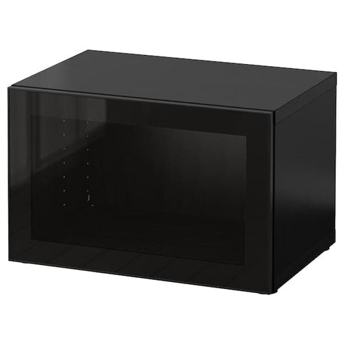 BESTÅ - Shelf unit with glass door, black-brown/Glassvik black/clear glass, 60x42x38 cm