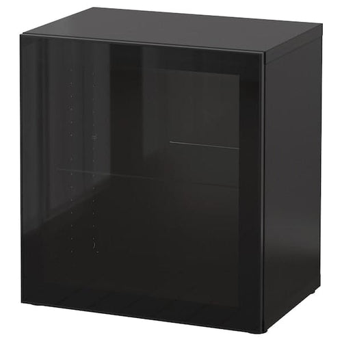 BESTÅ - Shelf unit with glass door, black-brown/Glassvik black/clear glass, 60x42x64 cm