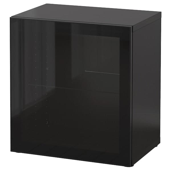 BESTÅ - Shelf unit with glass door, black-brown/Glassvik black/clear glass, 60x42x64 cm