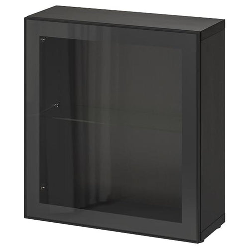 BESTÅ - Shelf unit with glass door, black-brown/Glassvik black/clear glass, 60x22x64 cm