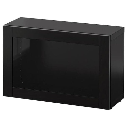 BESTÅ - Shelf unit with glass door, black-brown/Sindvik black-brown clear glass, 60x22x38 cm