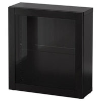 BESTÅ - Shelf unit with glass door, black-brown/Sindvik black-brown clear glass, 60x22x64 cm - best price from Maltashopper.com 09046937