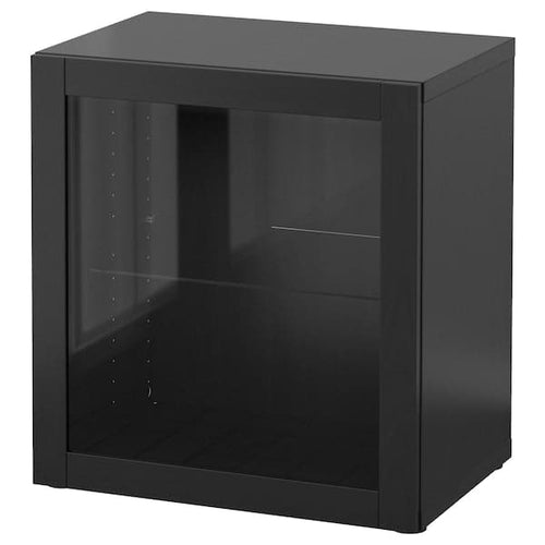 BESTÅ - Shelf unit with glass door, black-brown/Sindvik black-brown clear glass, 60x42x64 cm