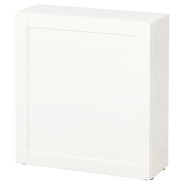 BESTÅ - Shelf unit with door, white/Hanviken white, 60x22x64 cm - best price from Maltashopper.com 09046819