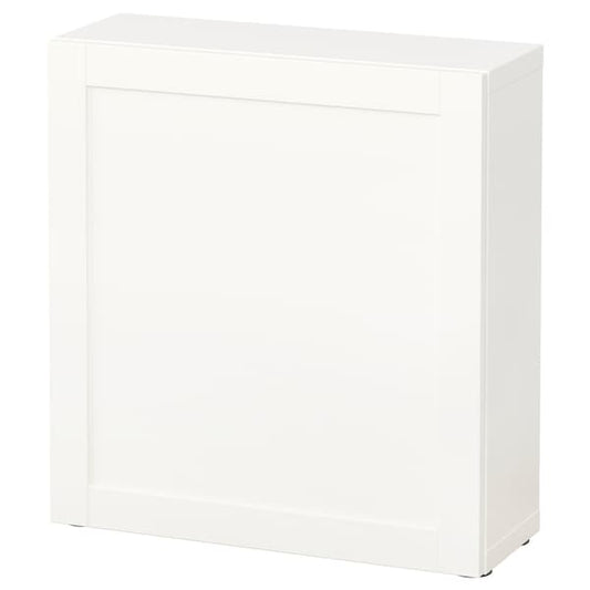 BESTÅ - Shelf unit with door, white/Hanviken white, 60x22x64 cm - best price from Maltashopper.com 09046819
