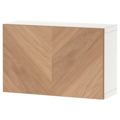 BESTÅ - Shelf unit with door, white/Hedeviken oak veneer, 60x22x38 cm