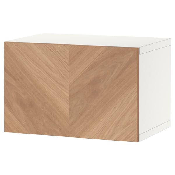 Ikea BESTÅ - Shelf unit with door, white/Hedeviken oak veneer, 60x42x38 cm