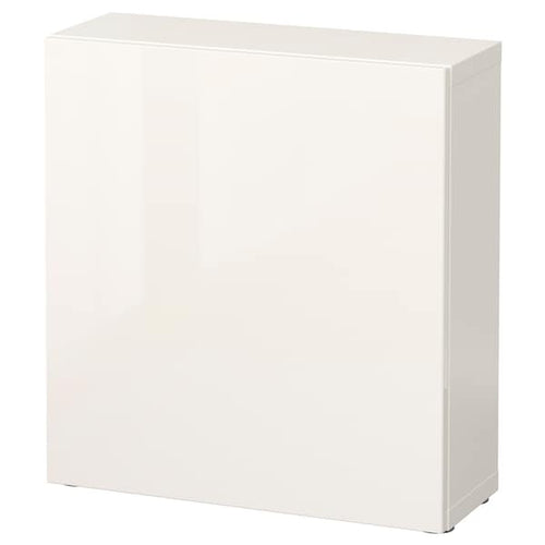 BESTÅ - Shelf unit with door, white/Selsviken high-gloss/white, 60x22x64 cm