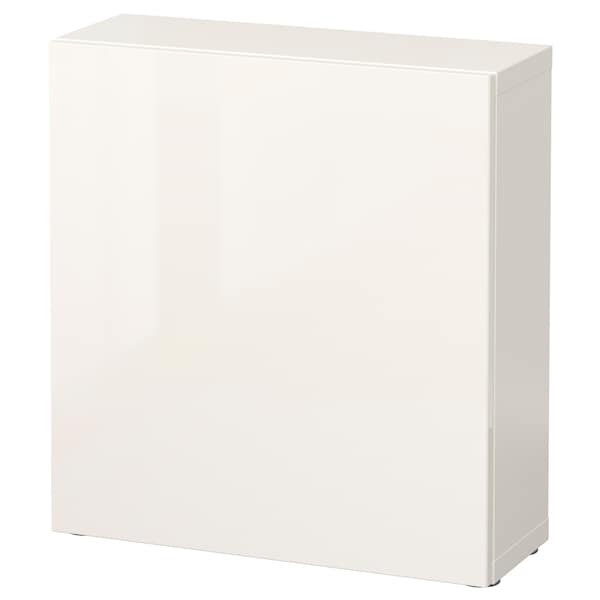 BESTÅ - Shelf unit with door, white/Selsviken high-gloss/white, 60x22x64 cm