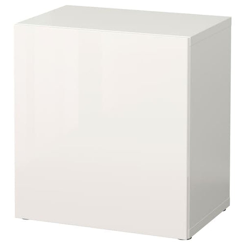 BESTÅ - Shelf unit with door, white/Selsviken high-gloss/white, 60x42x64 cm