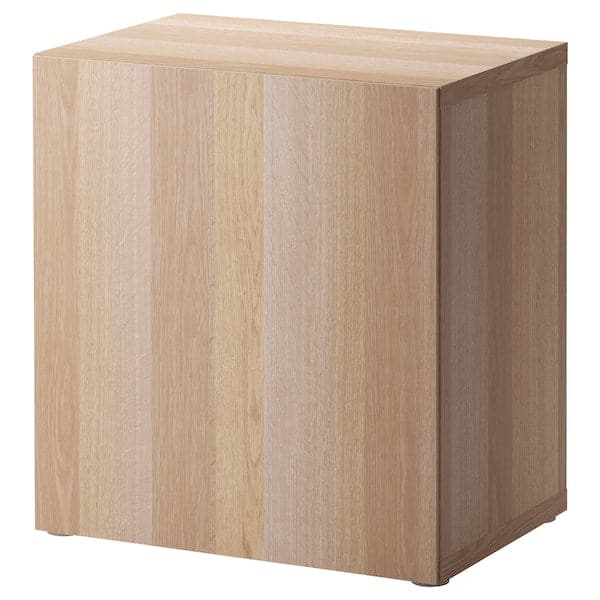 BESTÅ - Shelf unit with door, white stained oak effect/Lappviken white stained oak effect, 60x42x64 cm - best price from Maltashopper.com 49047548