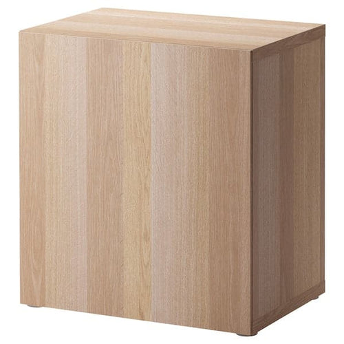 BESTÅ - Shelf unit with door, white stained oak effect/Lappviken white stained oak effect, 60x42x64 cm
