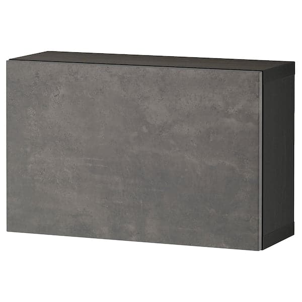 BESTÅ - Shelf unit with door, black-brown/Kallviken dark grey, 60x22x38 cm