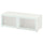 BESTÅ shelf unit with glass doors, white Glassvik/white/light green frosted glass, 120x42x38 cm