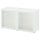 BESTÅ - BESTÅ Shelf unit with glass doors, white Glassvik/white/light green frosted glass, 120x42x64 cm
