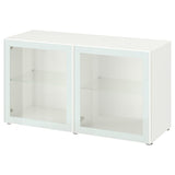 BESTÅ shelf unit with glass doors, white Glassvik/white/light green clear glass, 120x42x64 cm