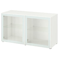 BESTÅ - Shelf unit with glass doors, white Glassvik/white/light green clear glass, 120x42x64 cm - best price from Maltashopper.com 19489222