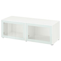 BESTÅ - Shelf unit with glass doors, white Glassvik/white/light green clear glass, 120x42x38 cm - best price from Maltashopper.com 79489163