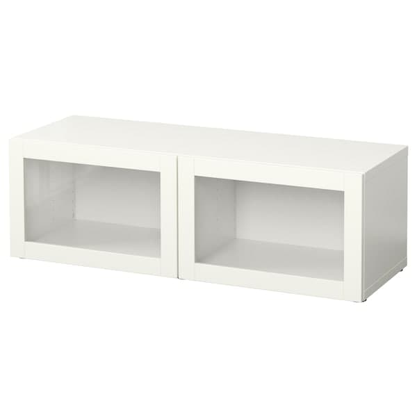 Ikea BESTÅ - Shelf unit with glass doors, white/Sindvik white clear glass, 120x42x38 cm
