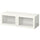 BESTÅ shelf unit with glass doors, white/Sindvik white clear glass, 120x42x38 cm