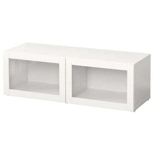 Ikea BESTÅ - Shelf unit with glass doors, white/Sindvik white clear glass, 120x42x38 cm