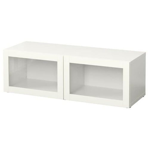 BESTÅ - Shelf unit with glass doors, white/Sindvik white clear glass, 120x42x38 cm
