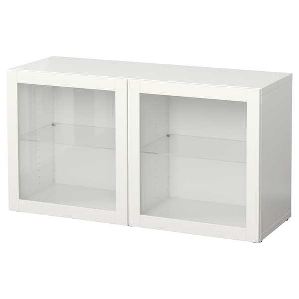 Ikea BESTÅ - Shelf unit with glass doors, white/Sindvik white clear glass, 120x40x64 cm