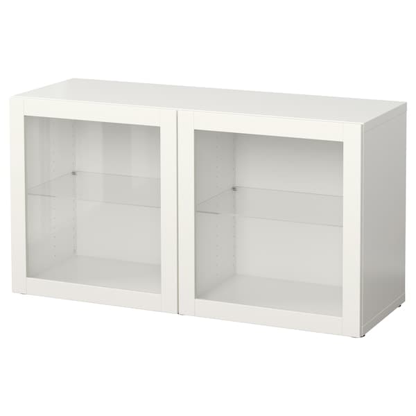 BESTÅ - Shelf unit with glass doors, white/Sindvik white clear glass, 120x40x64 cm - best price from Maltashopper.com 89047669