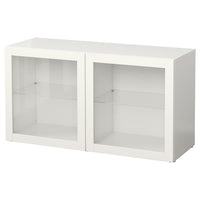 BESTÅ - Shelf unit with glass doors, white/Sindvik white clear glass, 120x40x64 cm - best price from Maltashopper.com 89047669
