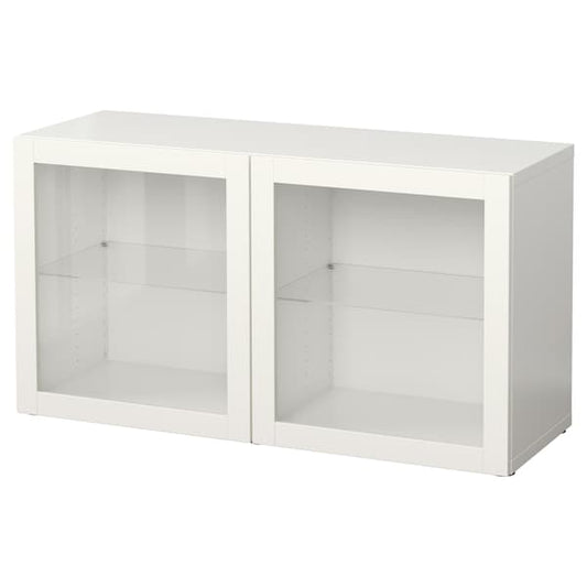 Ikea BESTÅ - Shelf unit with glass doors, white/Sindvik white clear glass, 120x40x64 cm
