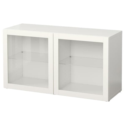 BESTÅ - Shelf unit with glass doors, white/Sindvik white clear glass, 120x40x64 cm