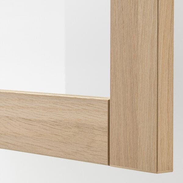 BESTÅ - Shelf unit with glass doors, white stained oak effect/Sindvik white stained oak eff clear glass