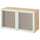 BESTÅ shelf unit with glass doors, white stained oak effect Glassvik/white/light green frosted glass, 120x42x64 cm