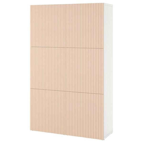 Ikea BESTÅ - Storage combination with doors, white/Björköviken birch veneer, 120x42x193 cm
