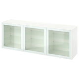 BESTÅ storage combination with doors, white Glassvik/white/light green clear glass, 180x42x65 cm