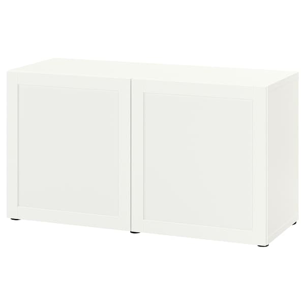 BESTÅ - Storage combination with doors, white/Hanviken white, 120x42x65 cm