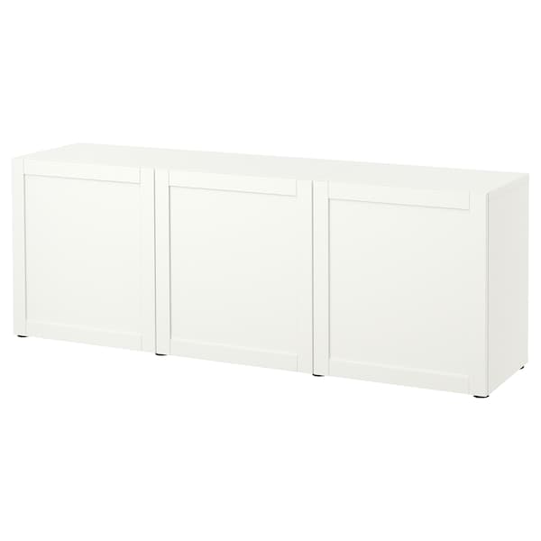 BESTÅ - Storage combination with doors, white/Hanviken white, 180x42x65 cm - best price from Maltashopper.com 39325003